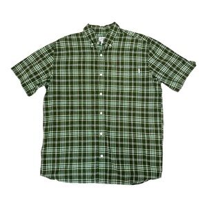 Carhartt‎ Men's Green Plaid Short Sleeve Button Down Shirt Size XL